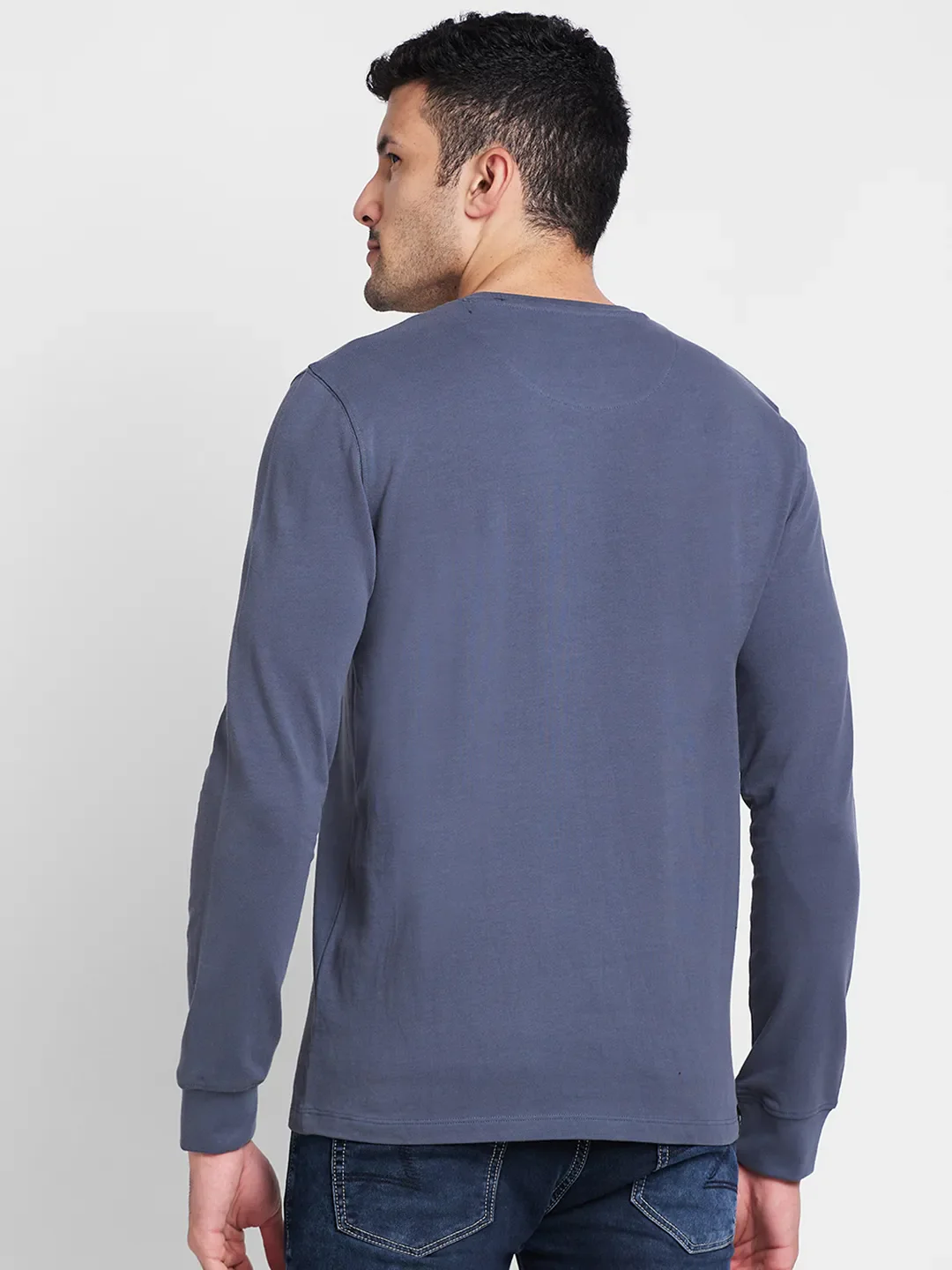 Slate Grey Regular Fit Round Neck Men's T-Shirt by Being Human Clothing - Image 3