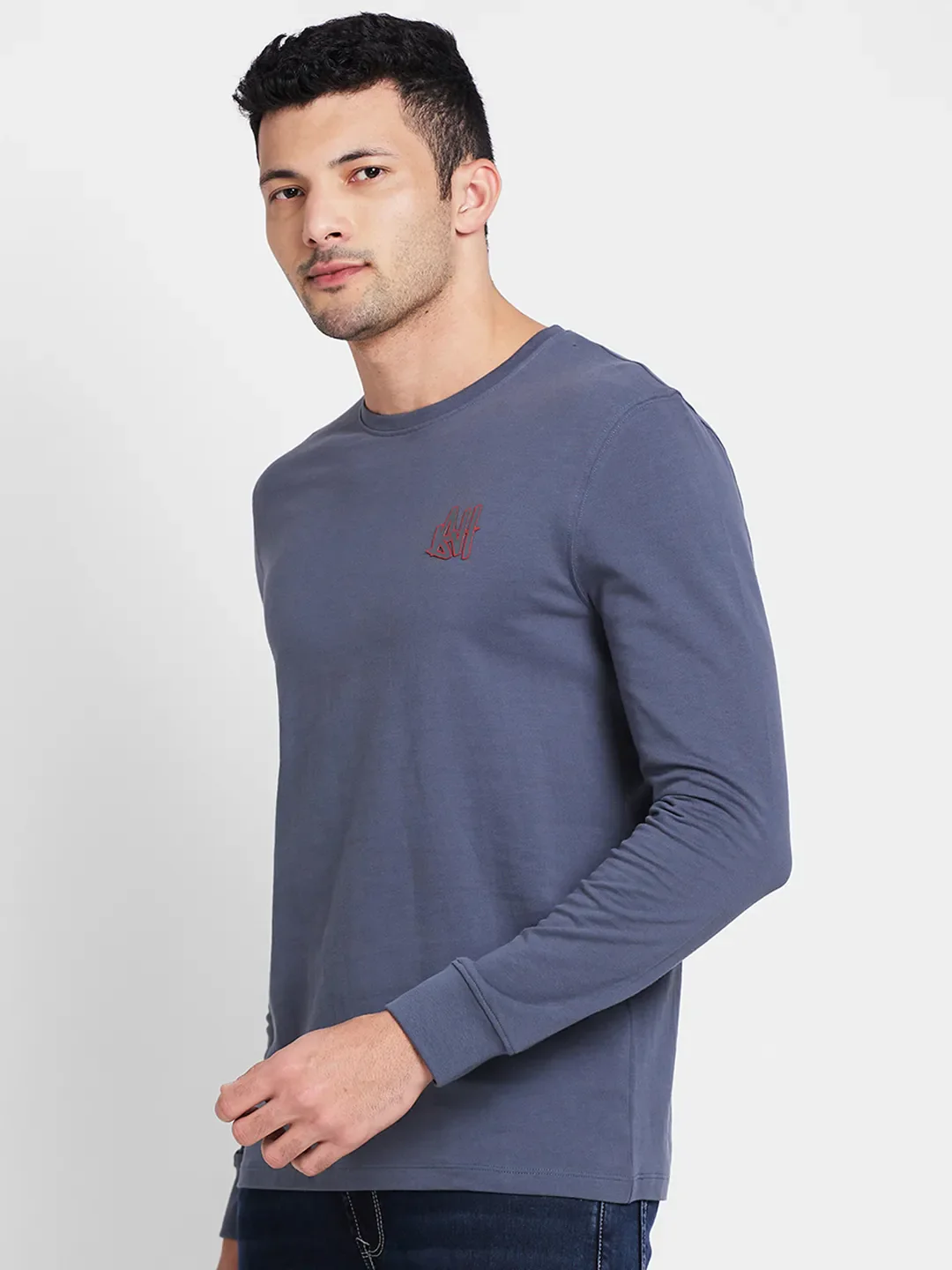 Slate Grey Regular Fit Round Neck Men's T-Shirt by Being Human Clothing - Image 4