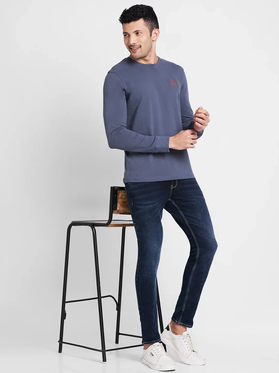 Slate Grey Regular Fit Round Neck Men's T-Shirt by Being Human Clothing - Image 6