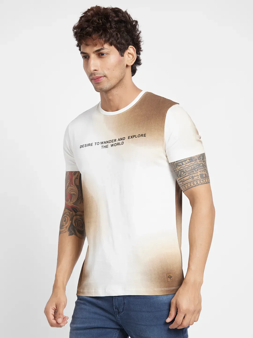 White Regular Fit Men's Short Sleeves T-Shirt by Being Human Clothing - Image 3