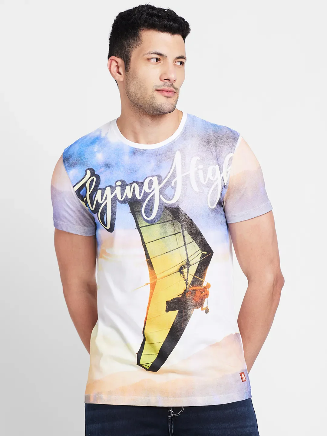 Snow White Regular Fit Round Neck Men's T-Shirt by Being Human Clothing