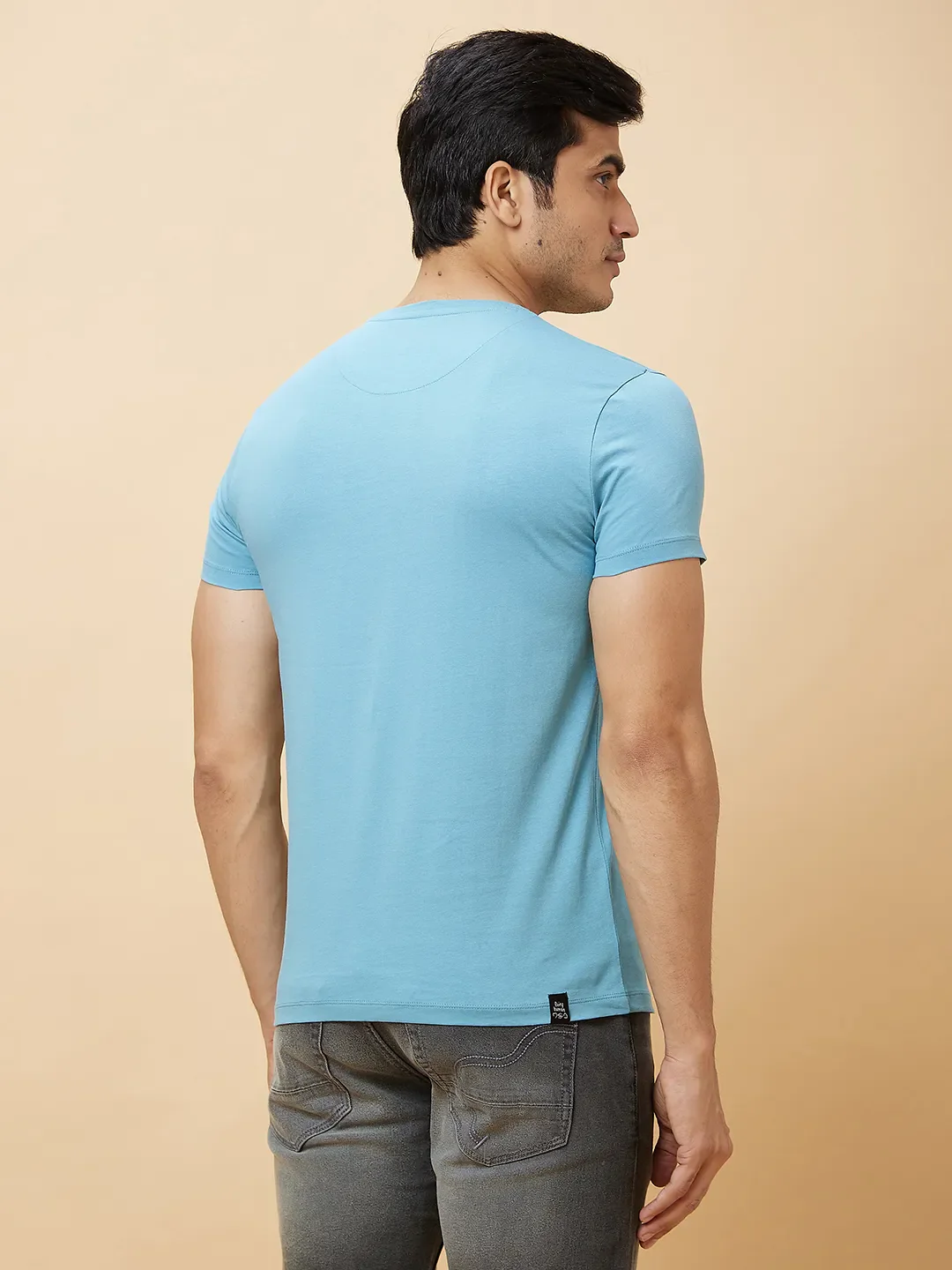Blue Regular Fit Men's Short Sleeves T-Shirt by Being Human Clothing - Image 4