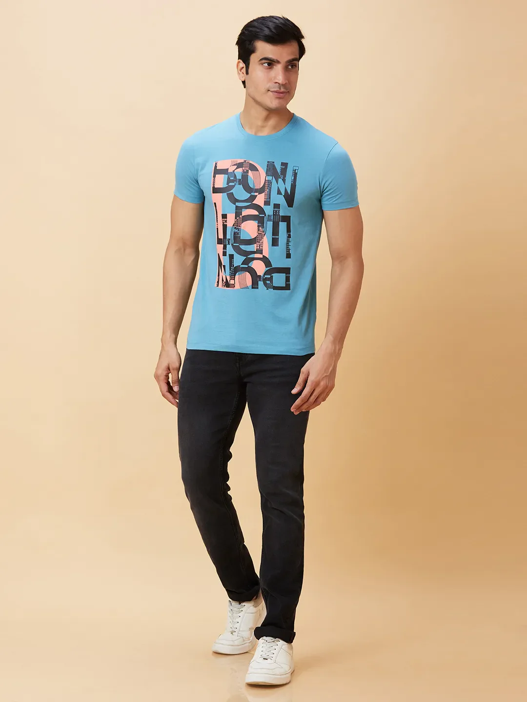 Blue Regular Fit Men's Short Sleeves T-Shirt by Being Human Clothing