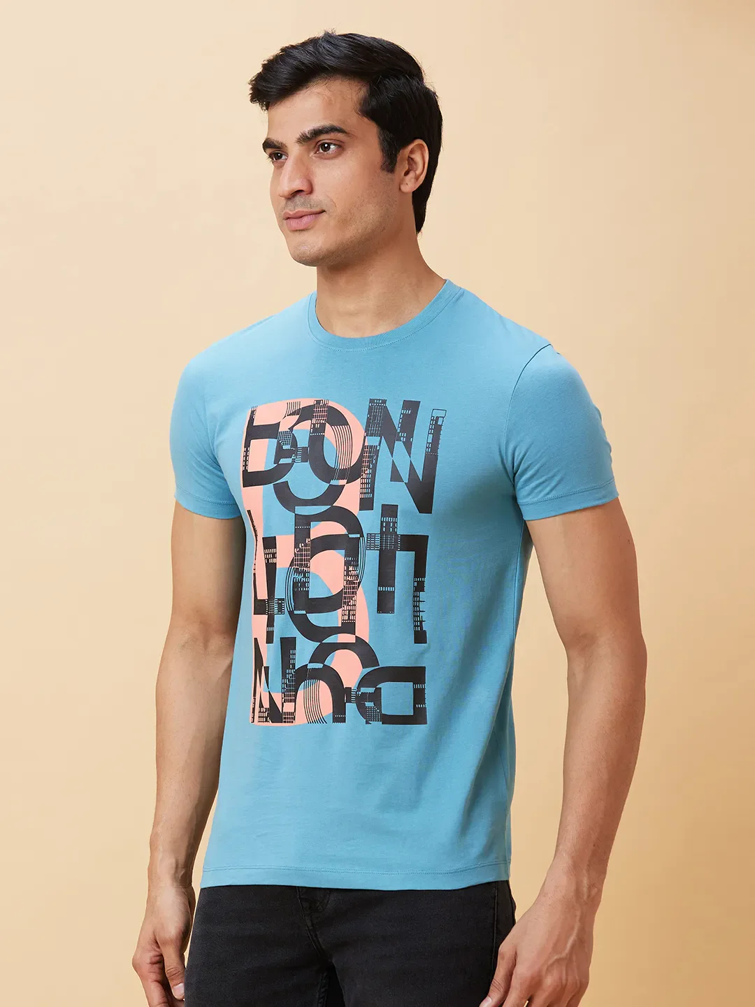 Blue Regular Fit Men's Short Sleeves T-Shirt by Being Human Clothing - Image 3