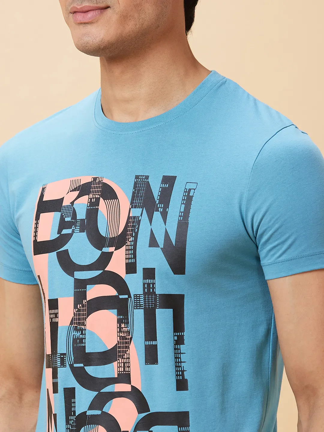 Blue Regular Fit Men's Short Sleeves T-Shirt by Being Human Clothing - Image 4