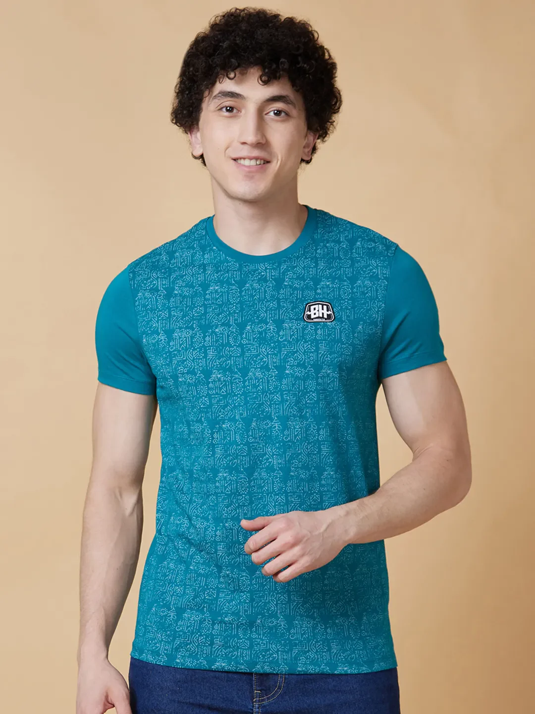 Blue Regular Fit Men's Short Sleeves T-Shirt by Being Human Clothing