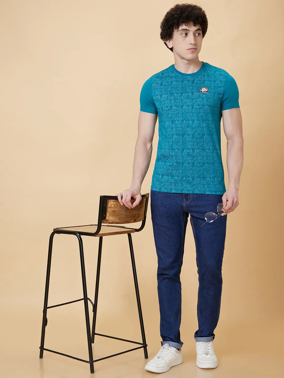 Blue Regular Fit Men's Short Sleeves T-Shirt by Being Human Clothing - Image 6