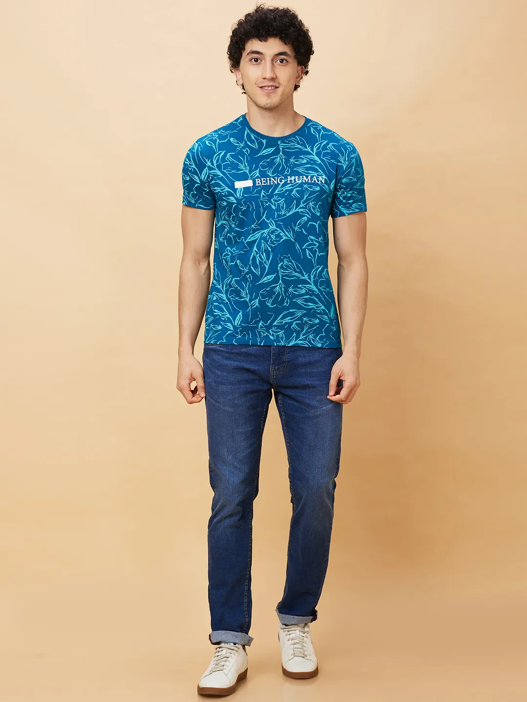 Blue Regular Fit Men's Short Sleeves T-Shirt by Being Human Clothing - Image 2