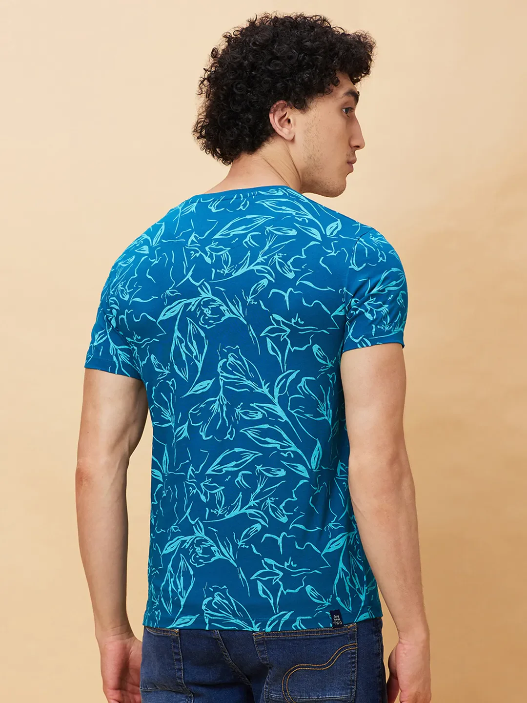 Blue Regular Fit Men's Short Sleeves T-Shirt by Being Human Clothing - Image 3