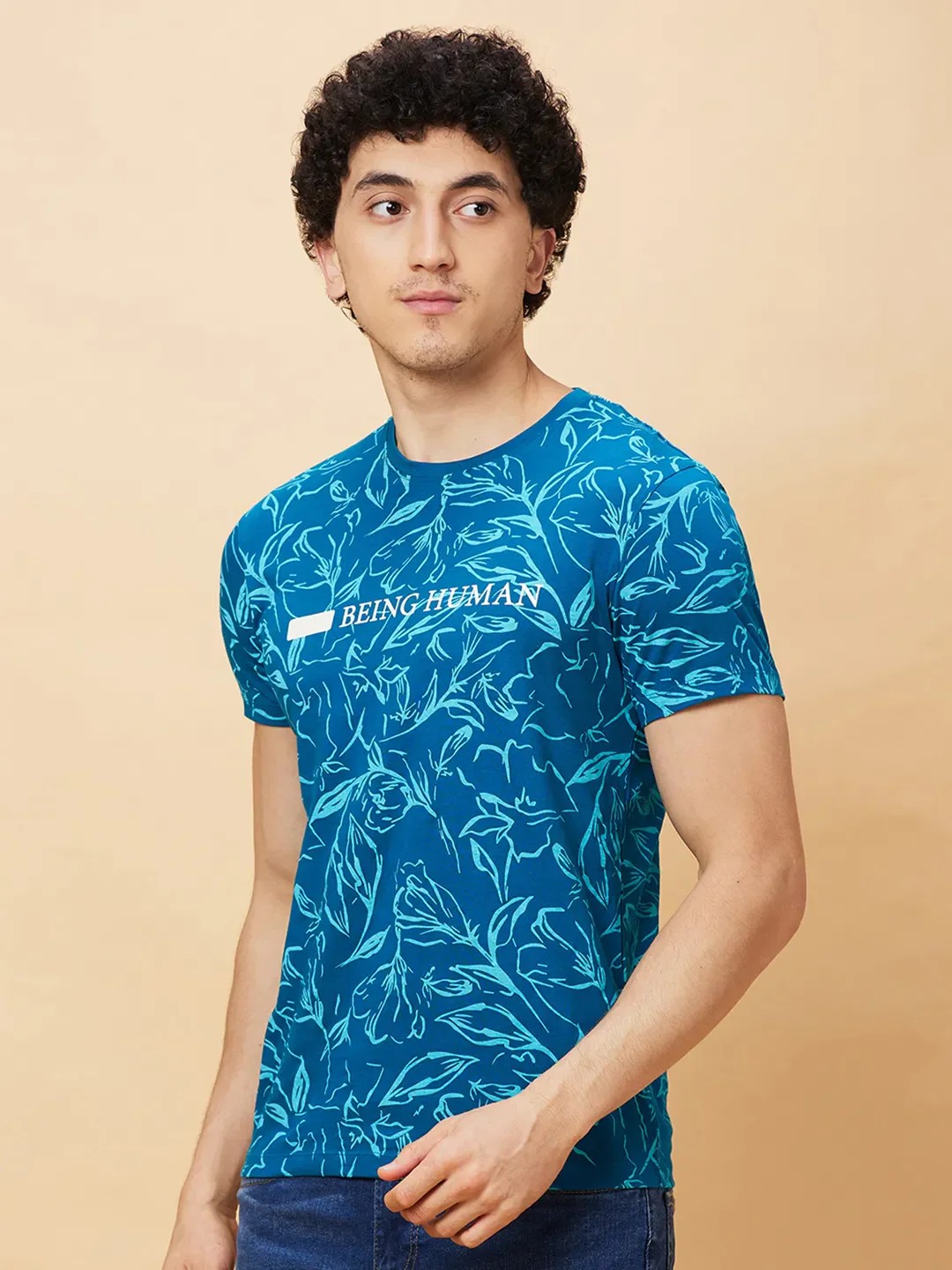 Blue Regular Fit Men's Short Sleeves T-Shirt by Being Human Clothing - Image 4