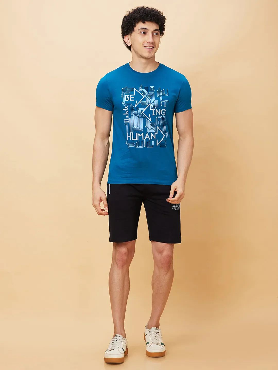 Blue Regular Fit Men's Short Sleeves T-Shirt by Being Human Clothing - Image 2