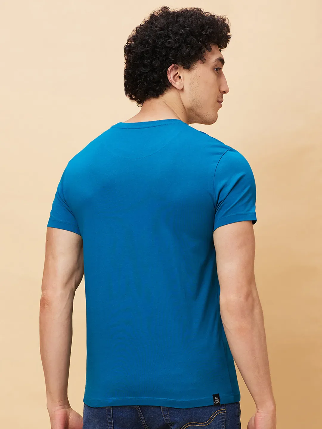 Blue Regular Fit Men's Short Sleeves T-Shirt by Being Human Clothing - Image 3