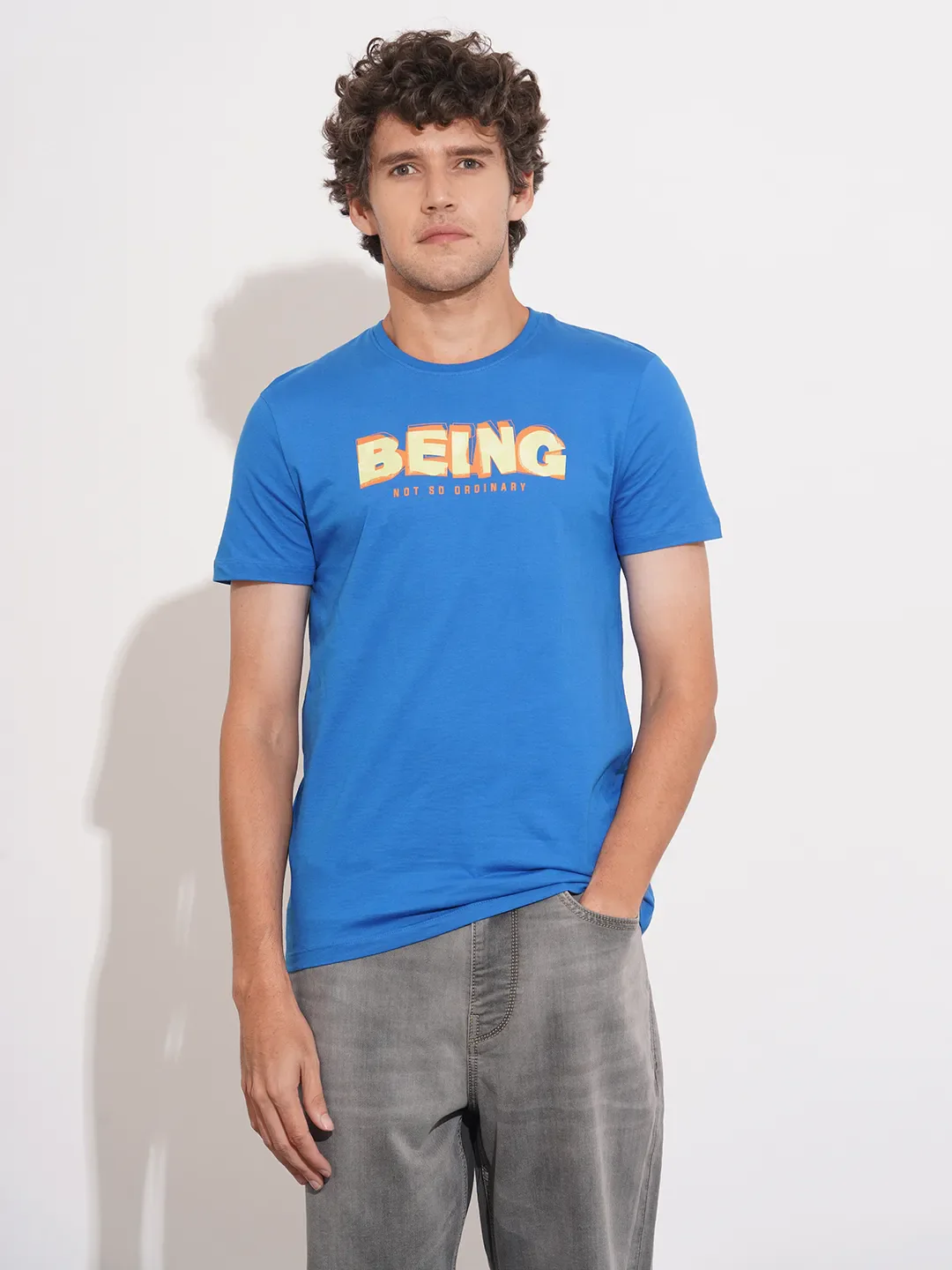 Victoria Blue Regular Fit Round Neck Men's T-Shirt by Being Human Clothing