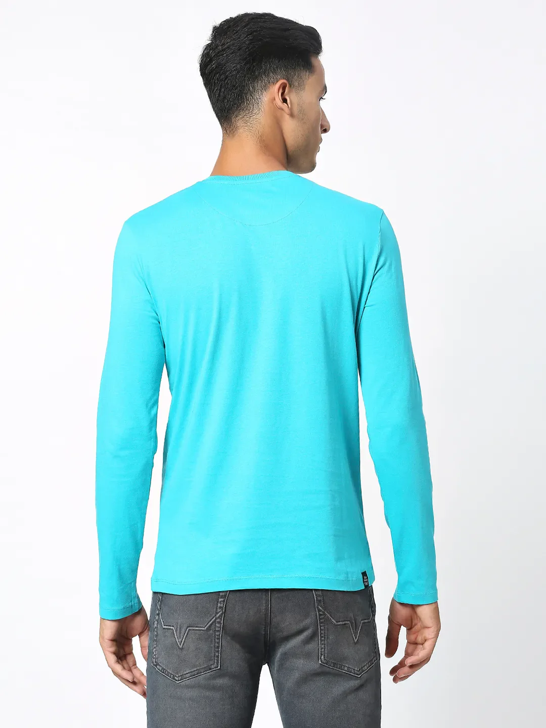 Green Regular Fit Men's Long Sleeves T-Shirt by Being Human Clothing - Image 3