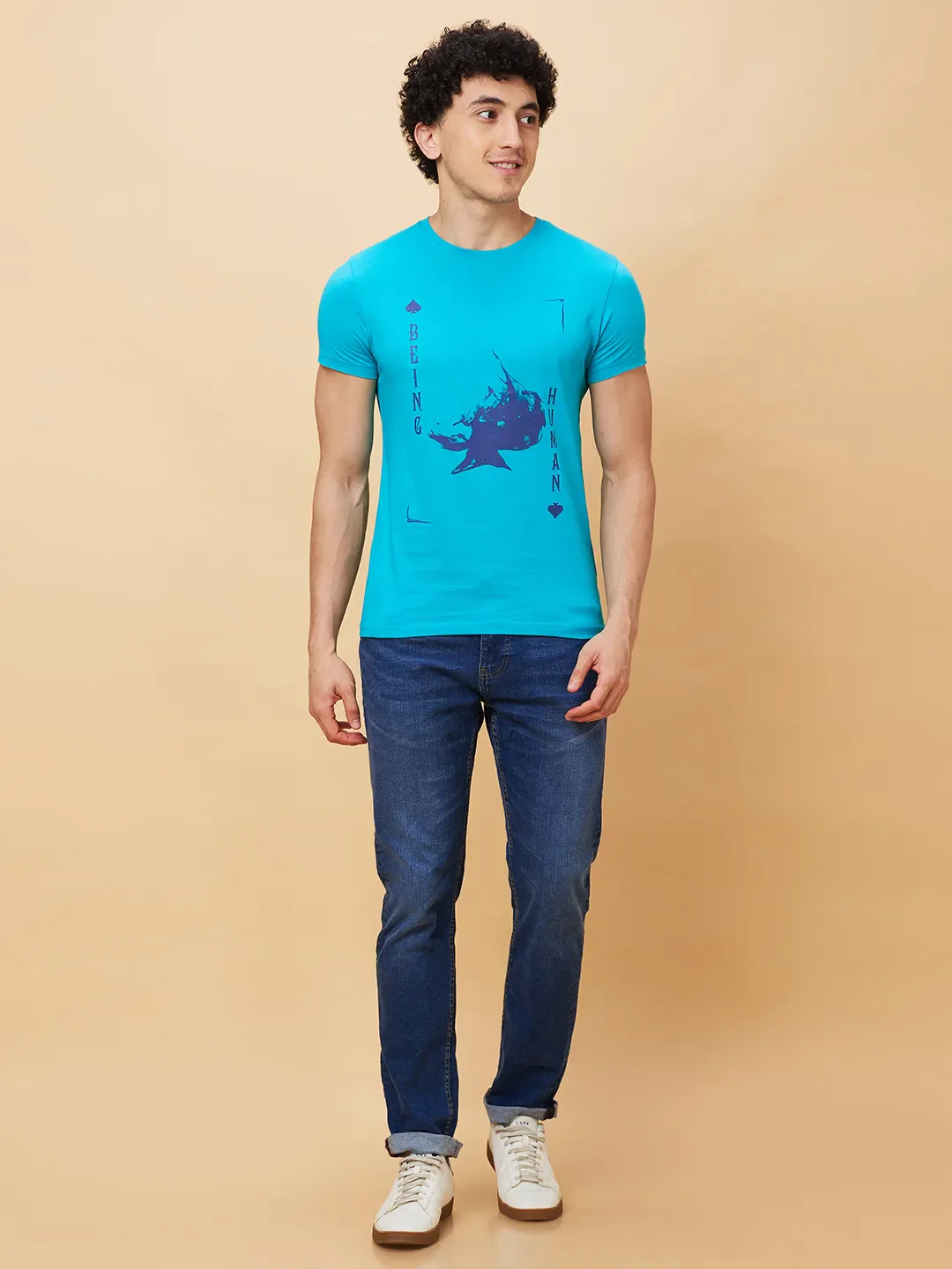 Green Regular Fit Men's Short Sleeves T-Shirt by Being Human Clothing - Image 2
