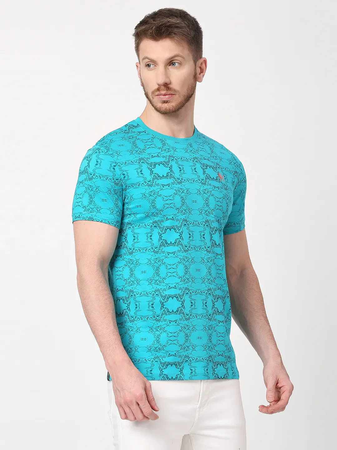 Viridian Green Regular Fit Round Neck Men's T-Shirt by Being Human Clothing - Image 3
