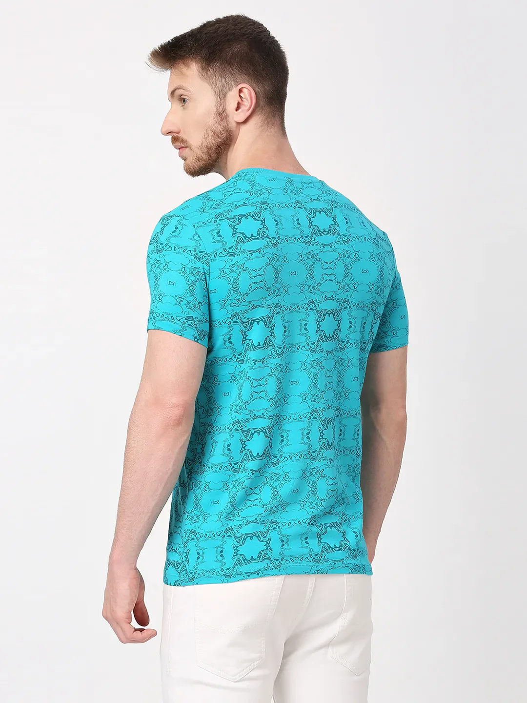 Viridian Green Regular Fit Round Neck Men's T-Shirt by Being Human Clothing - Image 4