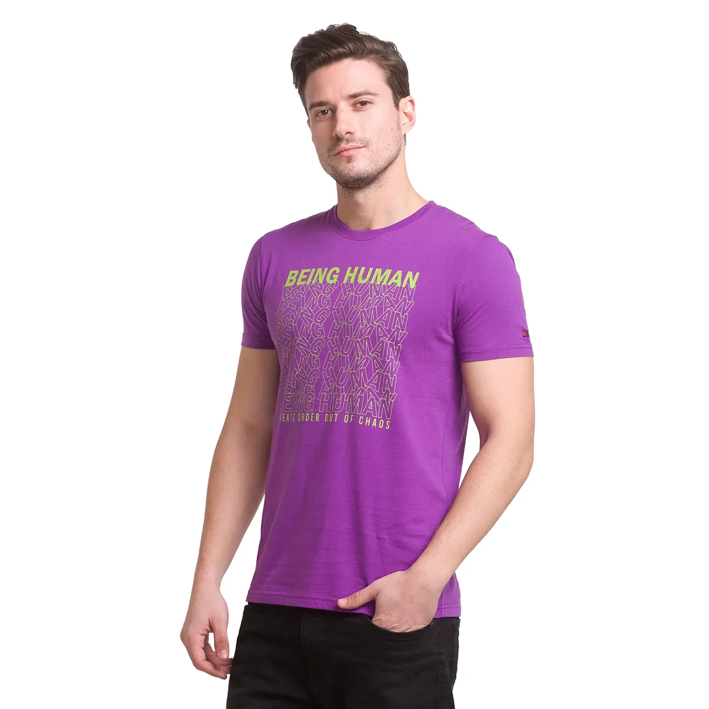 Purple Regular Fit Men's Short Sleeves T-Shirt by Being Human Clothing - Image 2