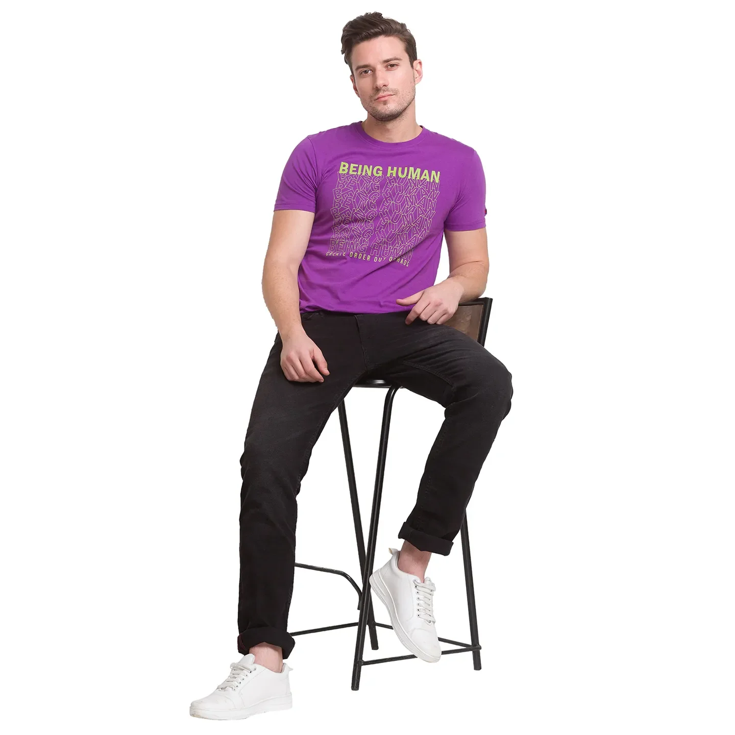 Purple Regular Fit Men's Short Sleeves T-Shirt by Being Human Clothing - Image 5