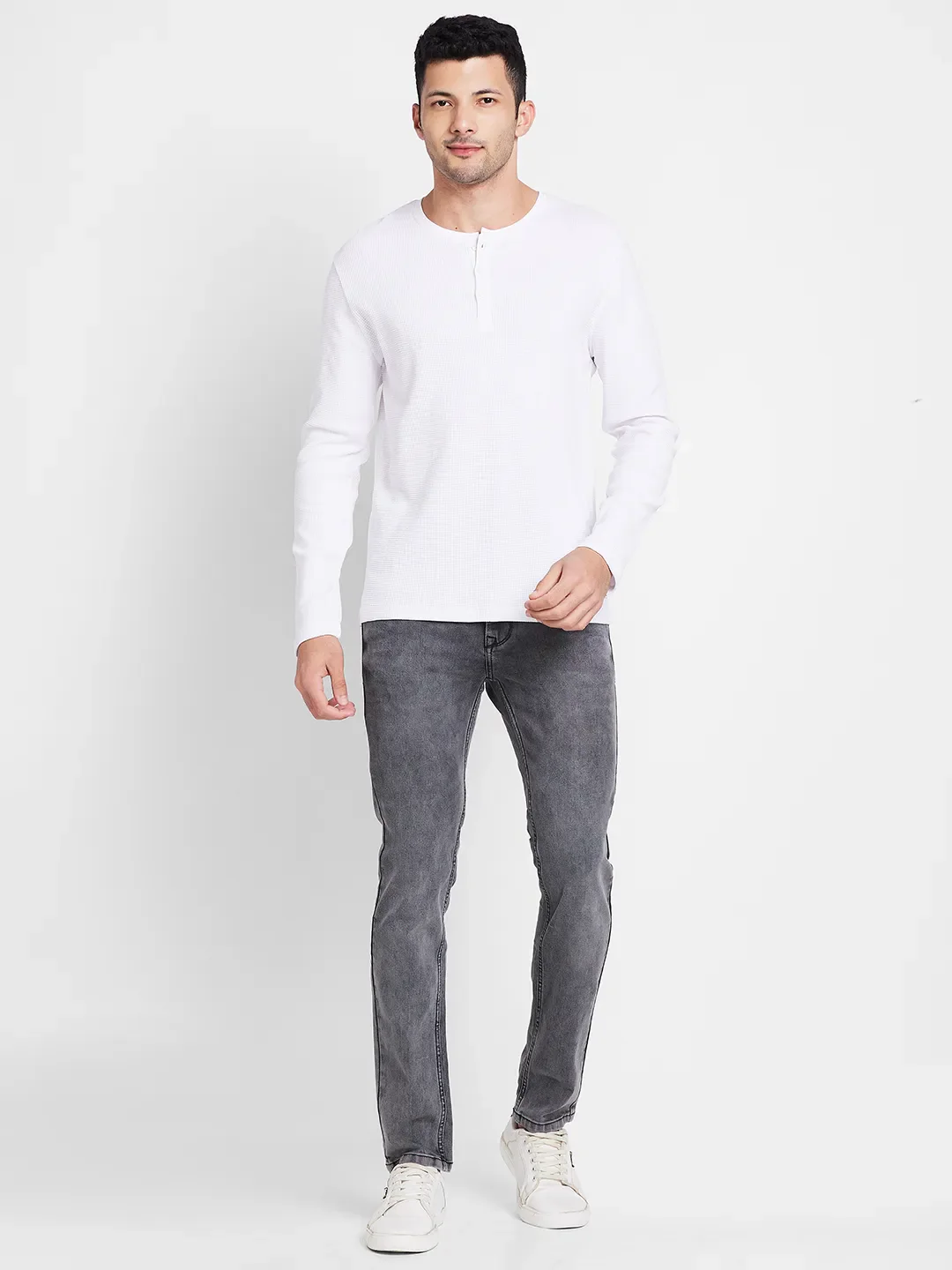 White Regular Fit Men's Long Sleeves T-Shirt by Being Human Clothing - Image 2