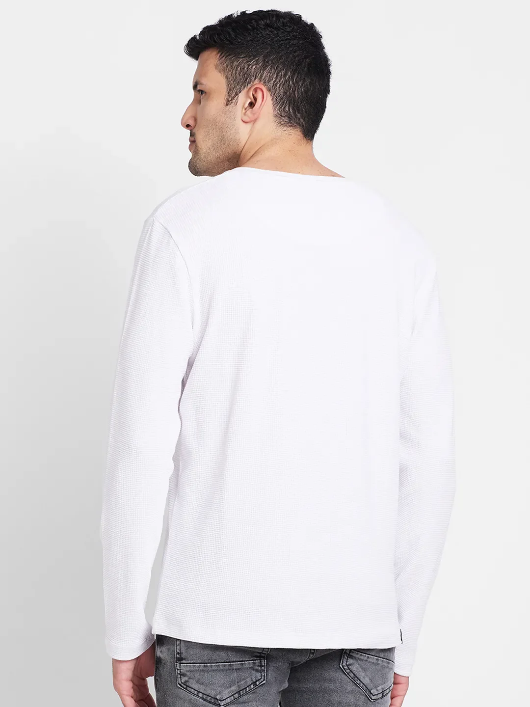 White Regular Fit Men's Long Sleeves T-Shirt by Being Human Clothing - Image 3