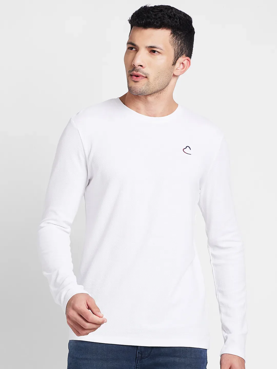 White Regular Fit Round Neck Men's T-Shirt by Being Human Clothing