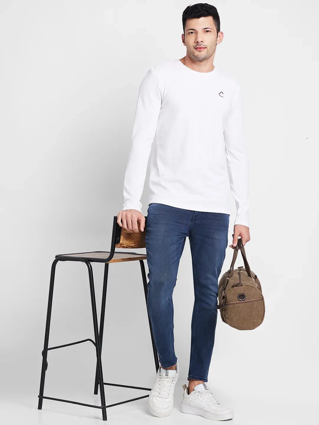 White Regular Fit Round Neck Men's T-Shirt by Being Human Clothing - Image 6