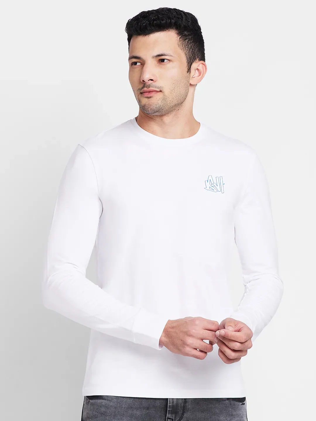 White Regular Fit Round Neck Men's T-Shirt by Being Human Clothing