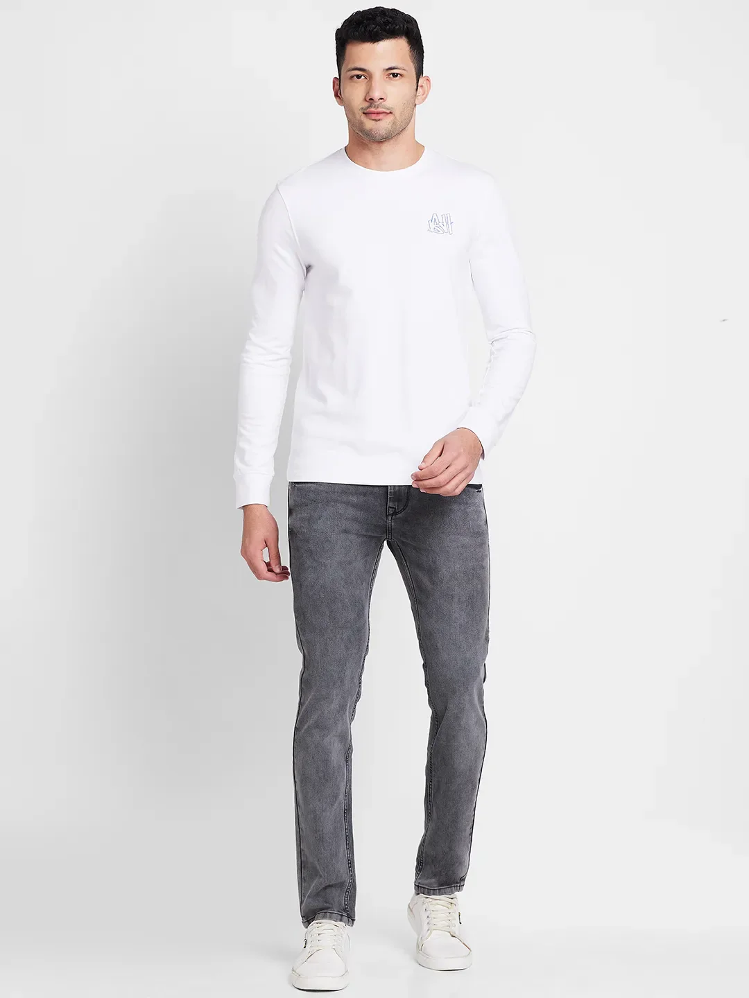White Regular Fit Round Neck Men's T-Shirt by Being Human Clothing - Image 2