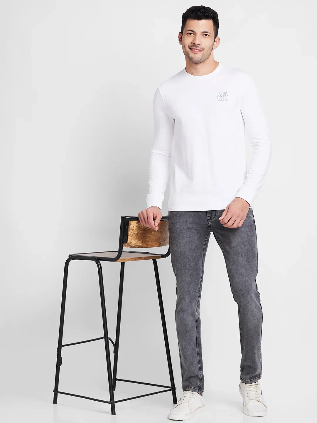 White Regular Fit Round Neck Men's T-Shirt by Being Human Clothing - Image 6