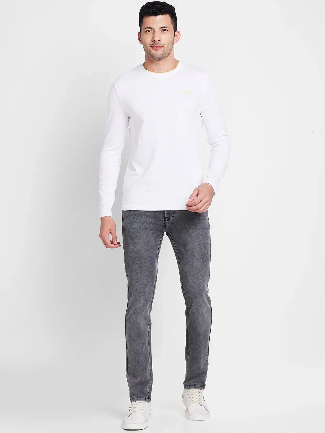 White Regular Fit Men's Long Sleeves T-Shirt by Being Human Clothing - Image 2