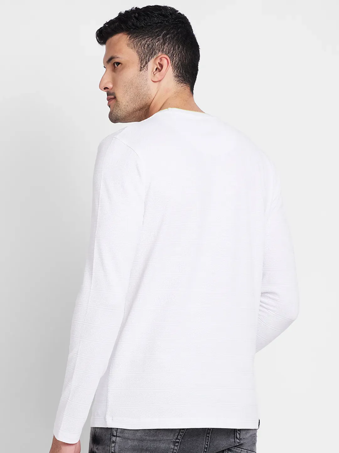 White Regular Fit Men's Long Sleeves T-Shirt by Being Human Clothing - Image 3