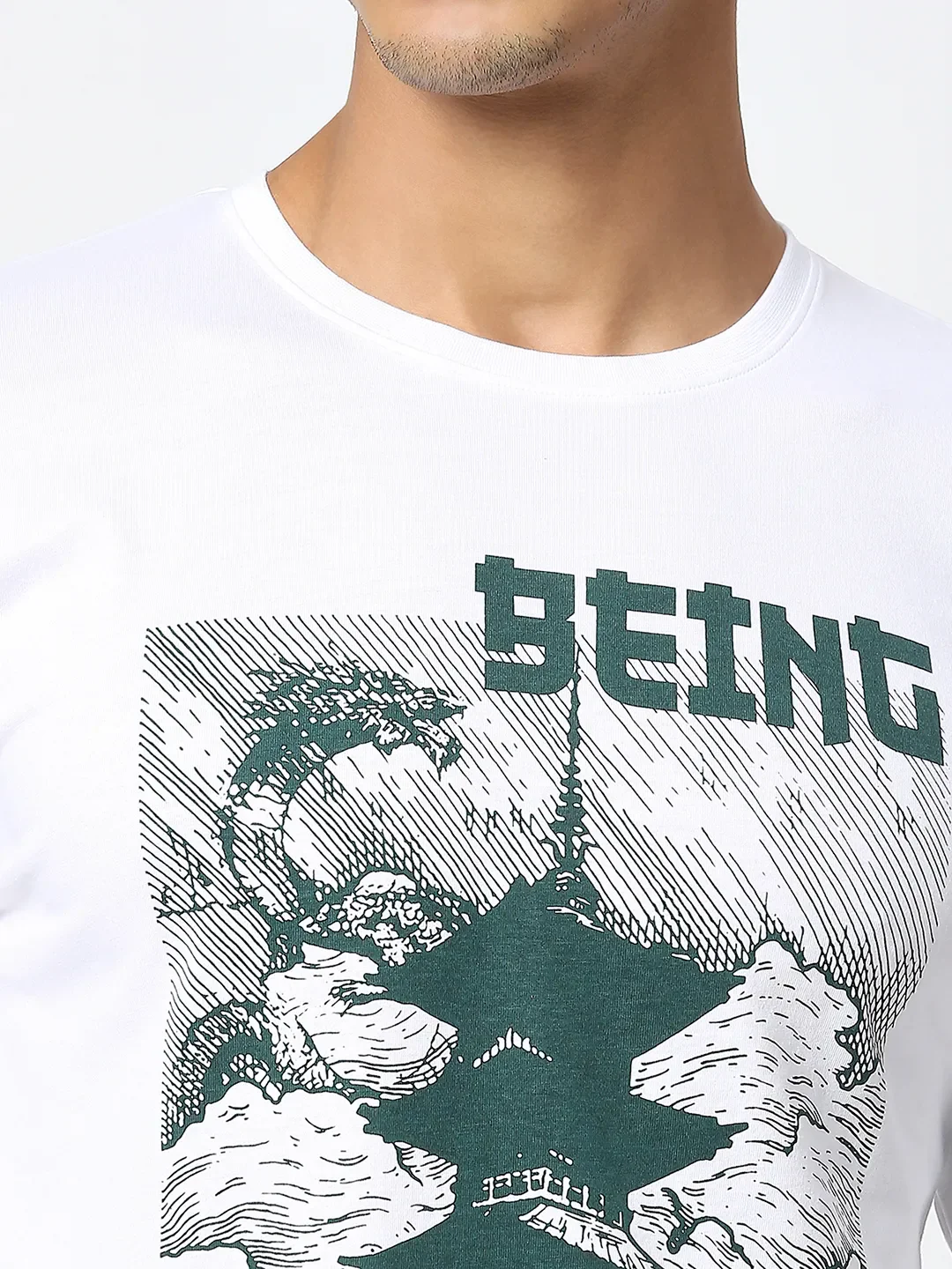 White Regular Fit Men's Long Sleeves T-Shirt by Being Human Clothing - Image 5