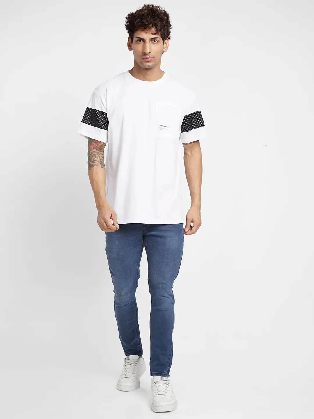 White Regular Fit Round Neck Men's T-Shirt by Being Human Clothing - Image 2