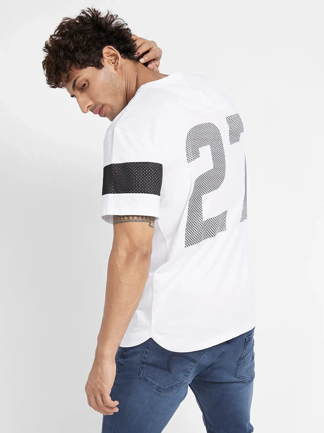 White Regular Fit Round Neck Men's T-Shirt by Being Human Clothing - Image 3