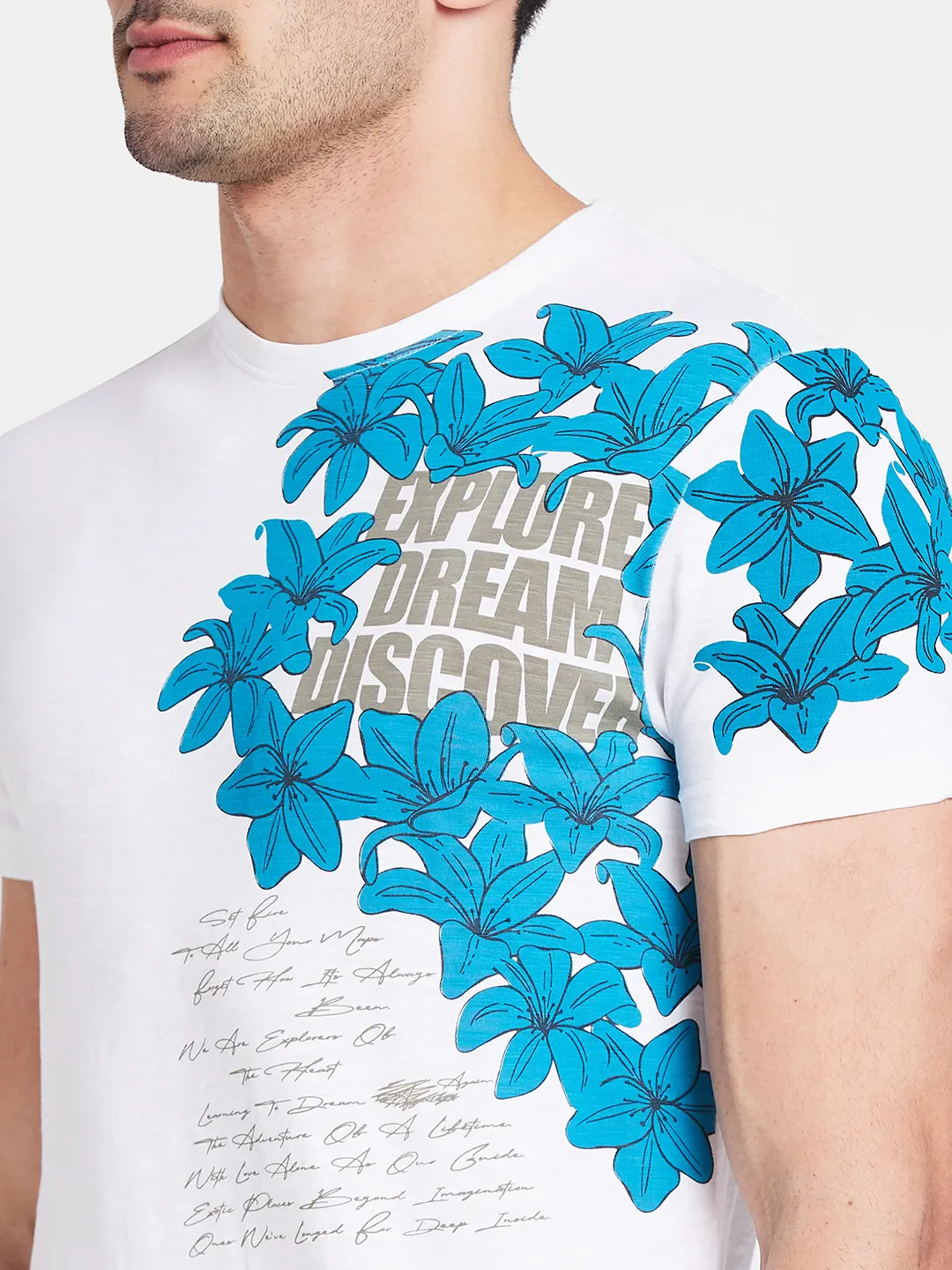 White Regular Fit Round Neck Men's T-Shirt by Being Human Clothing - Image 5