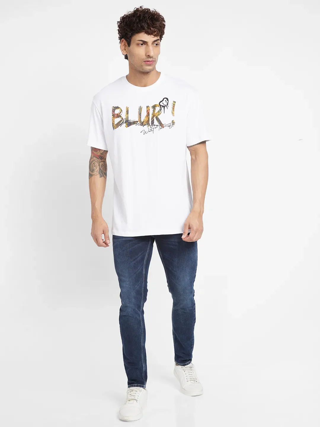 White Regular Fit Men's Short Sleeves T-Shirt by Being Human Clothing - Image 2