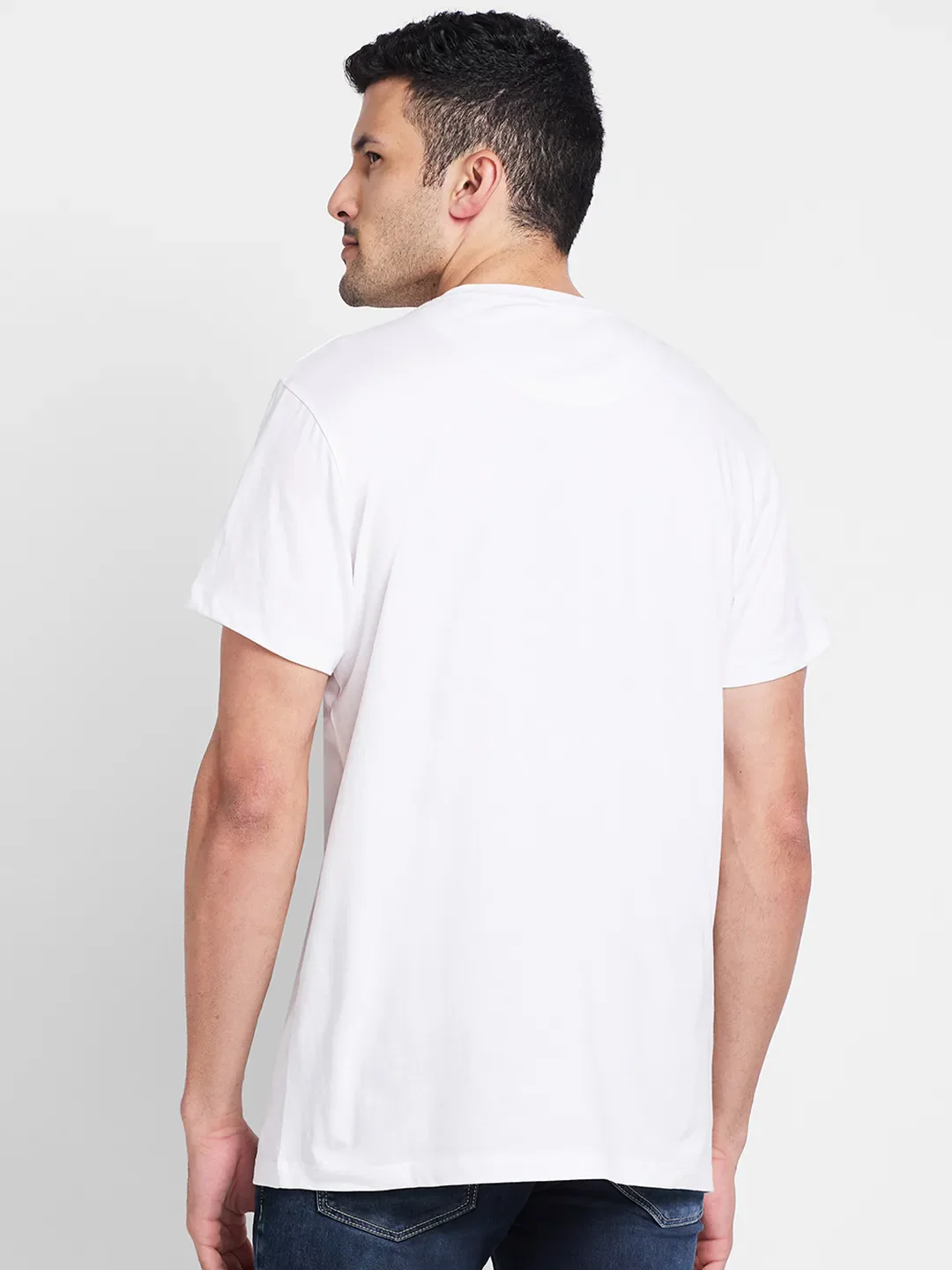 White Regular Fit Round Neck Men's T-Shirt by Being Human Clothing - Image 3
