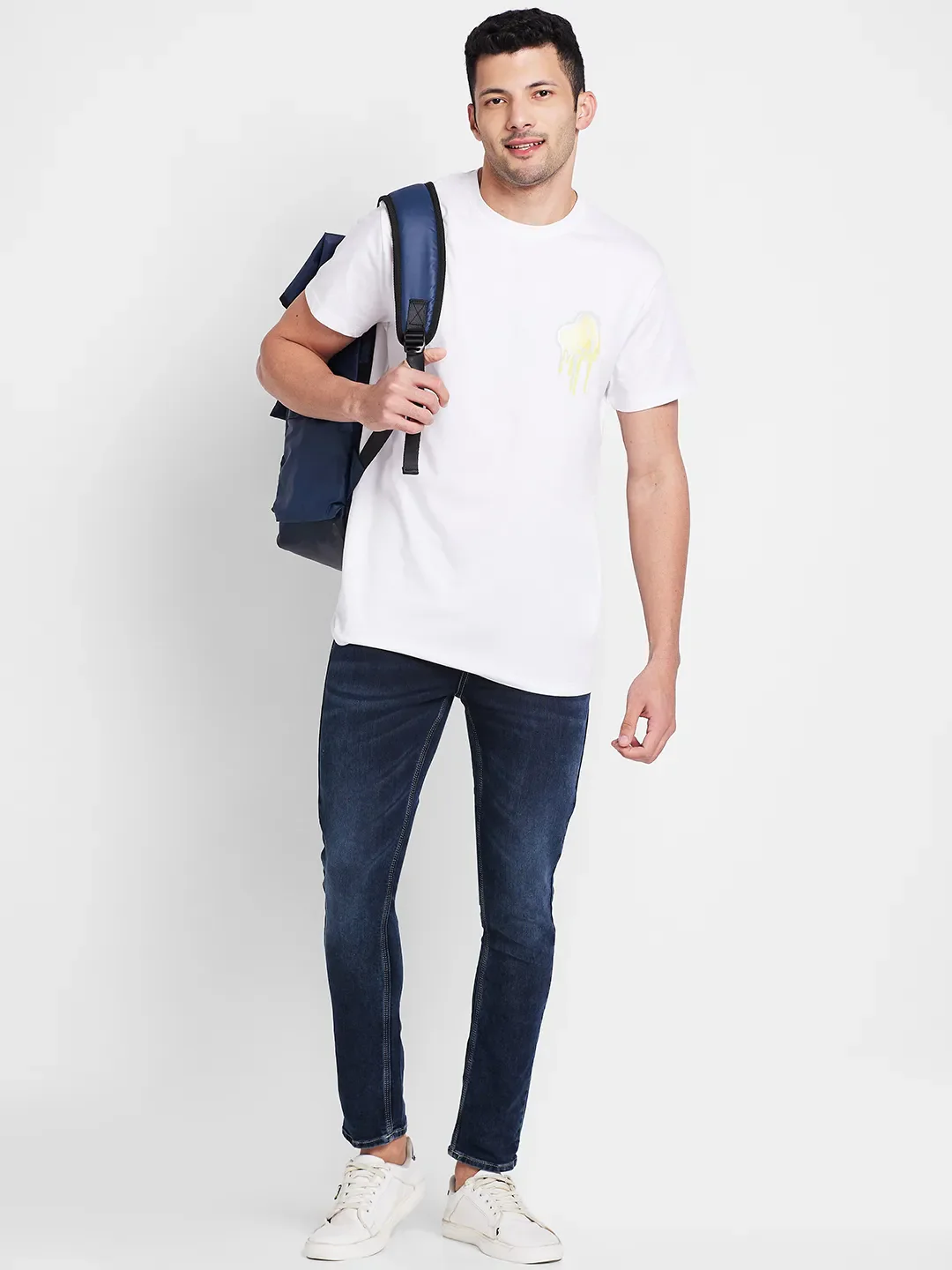 White Regular Fit Round Neck Men's T-Shirt by Being Human Clothing - Image 6