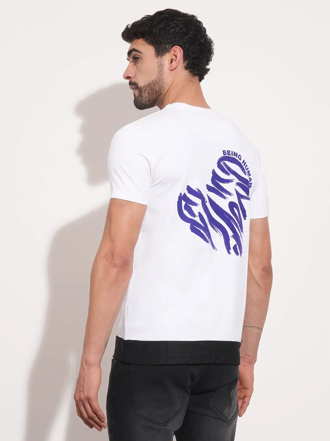 White Regular Fit Men's Short Sleeves T-Shirt by Being Human Clothing - Image 5