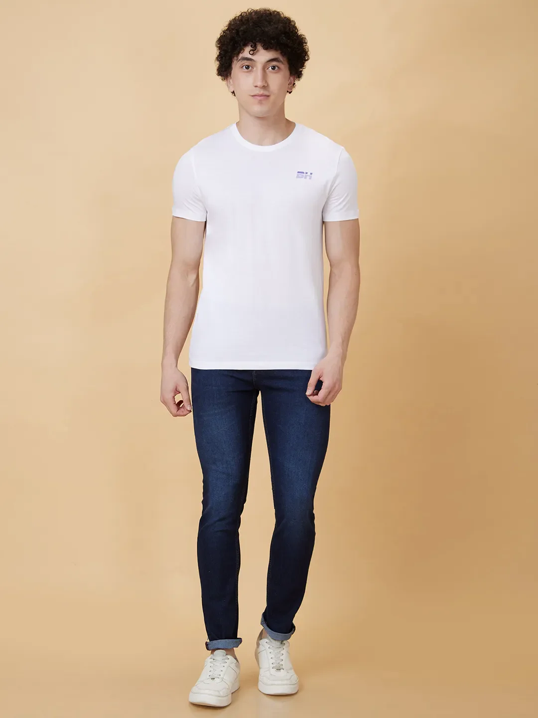 White Regular Fit Men's Short Sleeves T-Shirt by Being Human Clothing