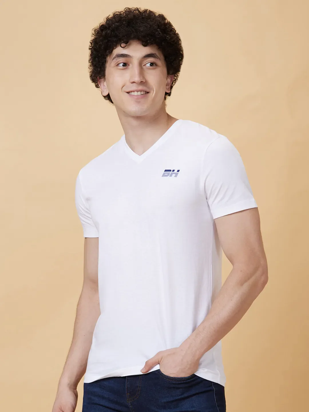 White Regular Fit Men's Short Sleeves T-Shirt by Being Human Clothing - Image 3