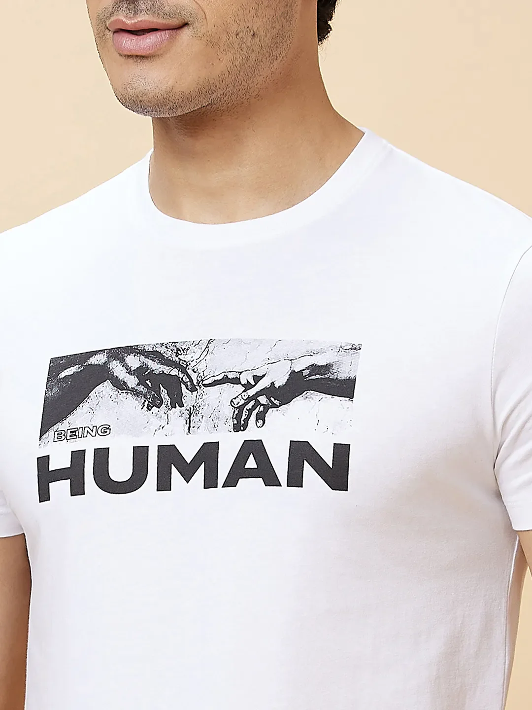 White Regular Fit Men's Short Sleeves T-Shirt by Being Human Clothing - Image 5