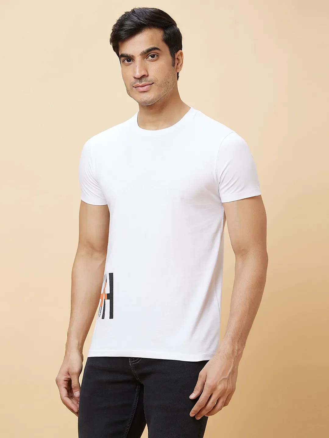 White Regular Fit Men's Short Sleeves T-Shirt by Being Human Clothing - Image 2