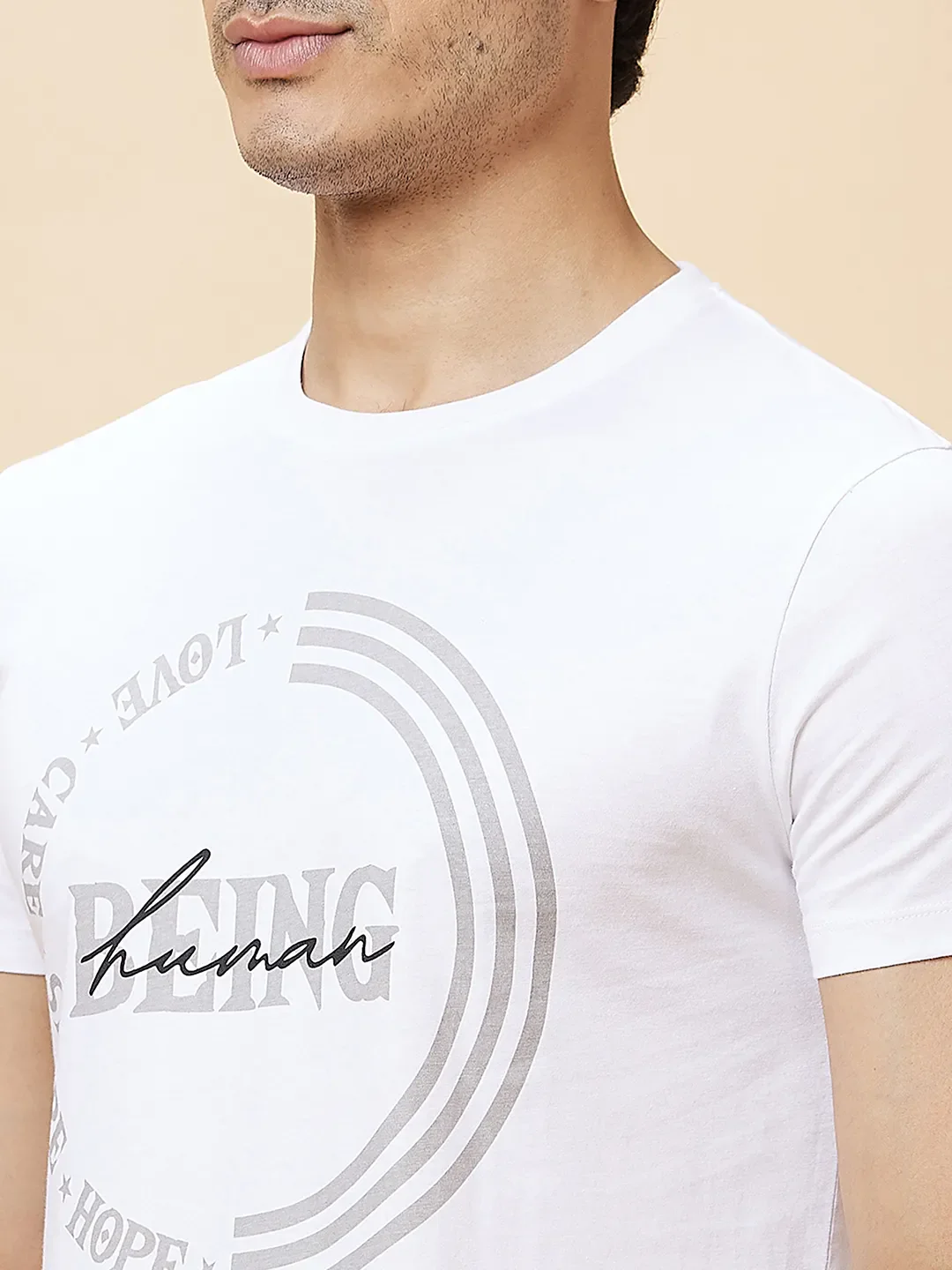 White Regular Fit Men's Short Sleeves T-Shirt by Being Human Clothing - Image 5