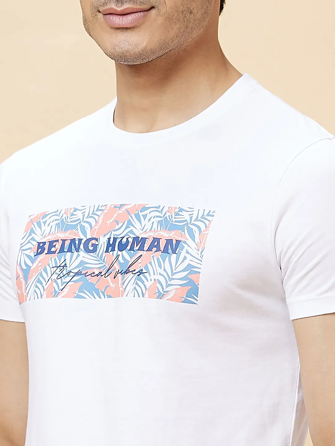 White Regular Fit Men's Short Sleeves T-Shirt by Being Human Clothing - Image 5