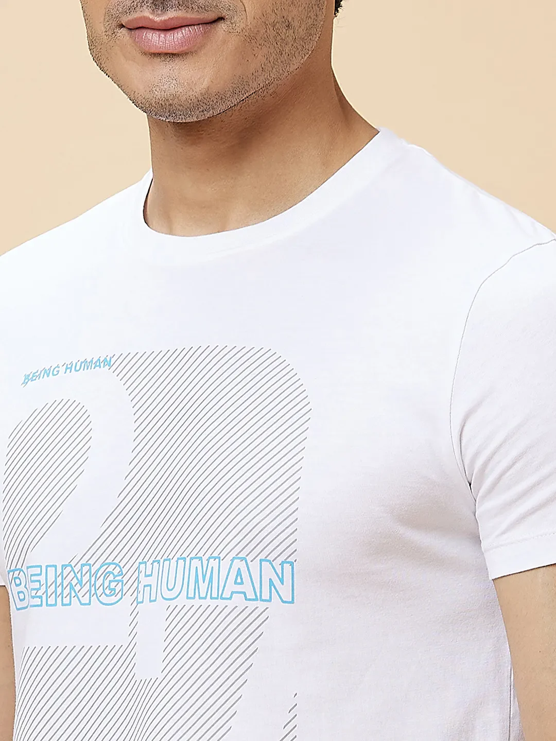 White Regular Fit Men's Short Sleeves T-Shirt by Being Human Clothing - Image 5