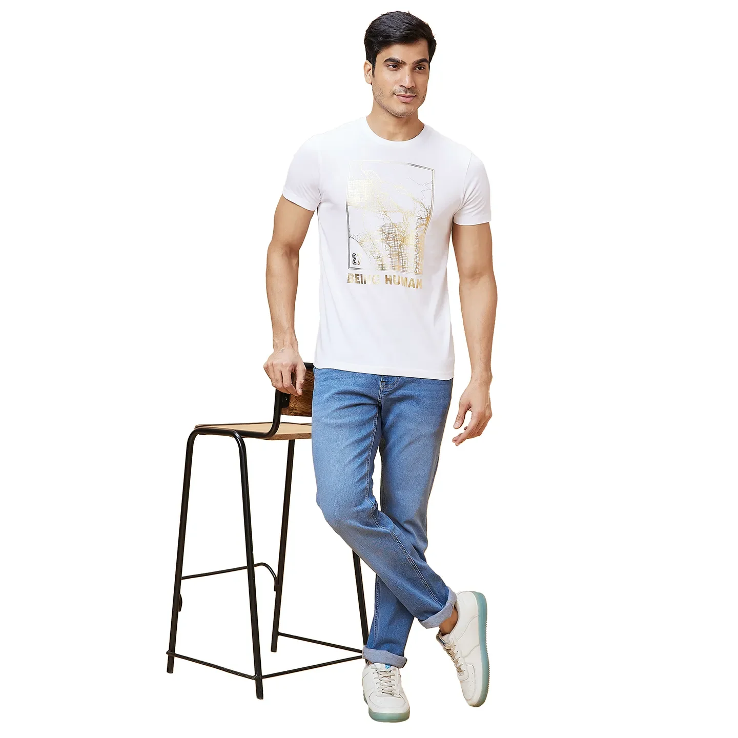 White Regular Fit Men's Short Sleeves T-Shirt by Being Human Clothing - Image 6