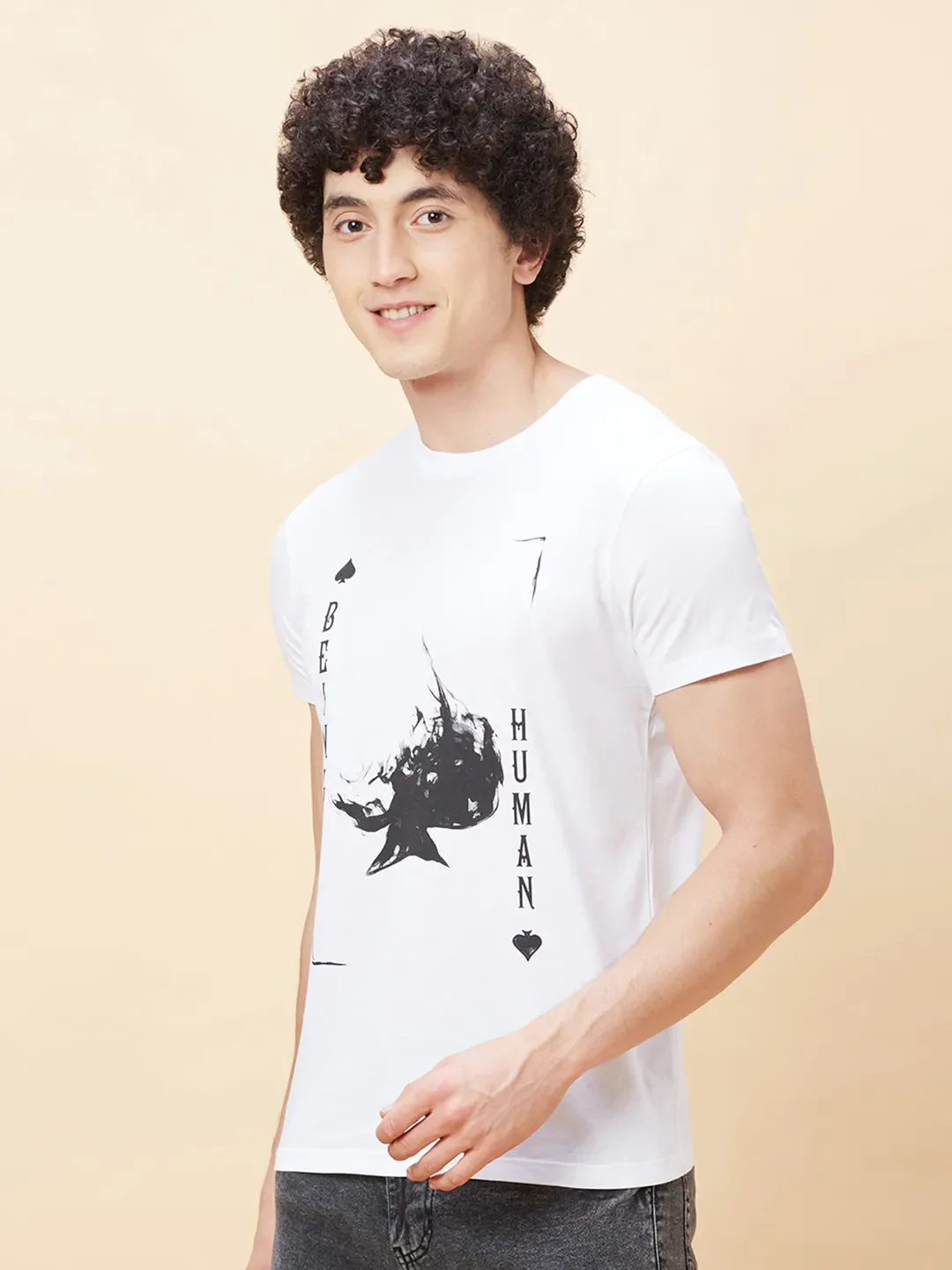 White Regular Fit Men's Short Sleeves T-Shirt by Being Human Clothing - Image 4
