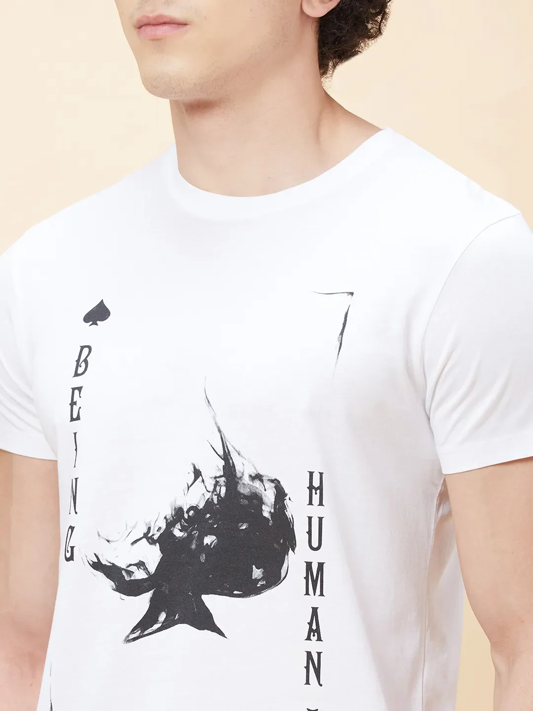 White Regular Fit Men's Short Sleeves T-Shirt by Being Human Clothing - Image 5